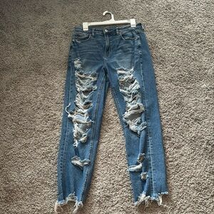 Men's Distressed Blue Jeans